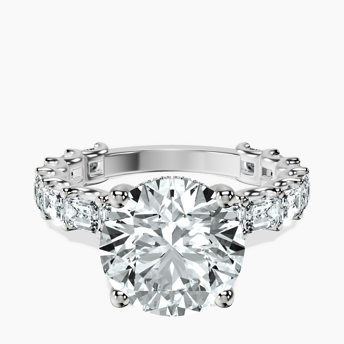 10kt White Gold Giselle Side Emerald Lab Diamond Ring front image