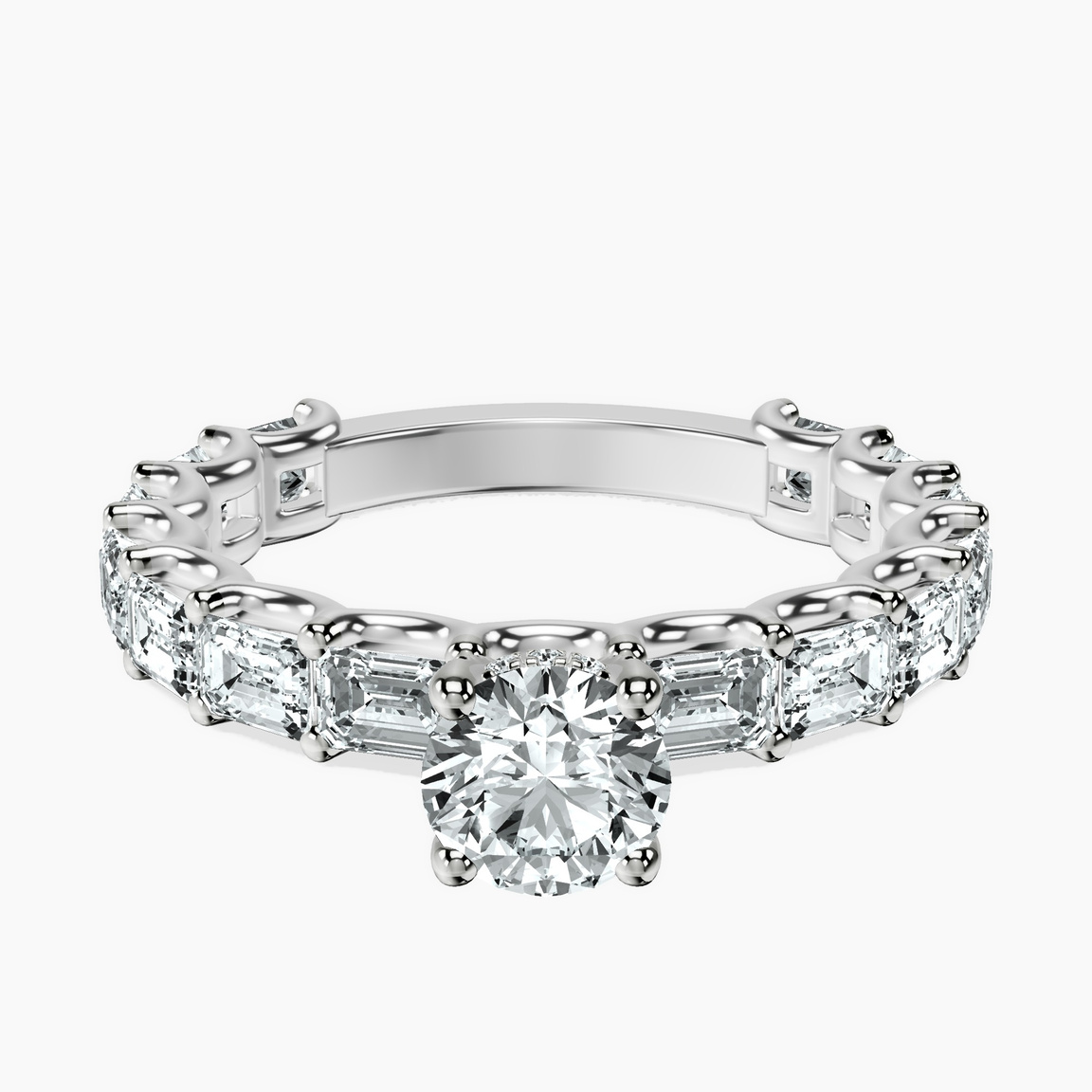 10kt White Gold Giselle Side Emerald Lab Diamond Ring front image