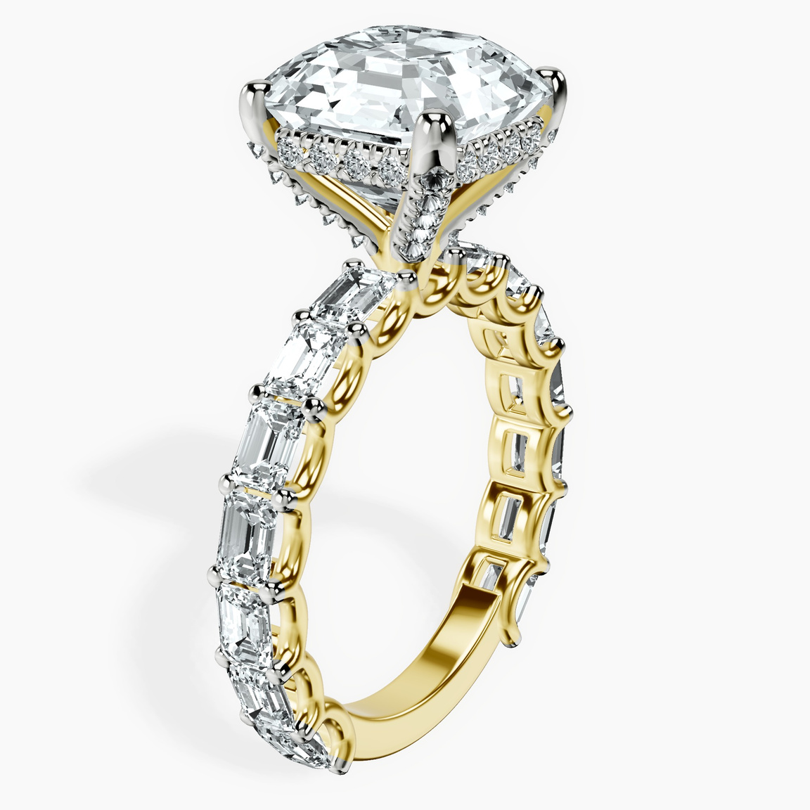 10kt Yellow Gold Giselle Side Emerald Lab Diamond Ring standing product image one