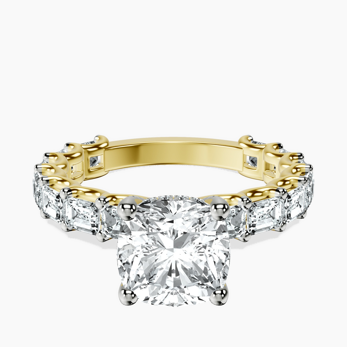 18kt Yellow Gold Giselle Side Emerald Lab Diamond Ring front image