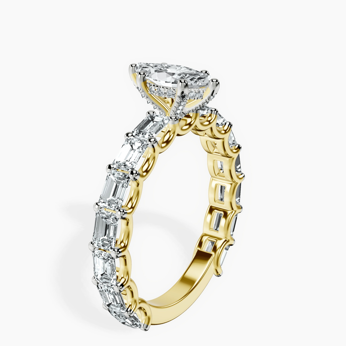 14kt Yellow Gold Giselle Side Emerald Lab Diamond Ring standing product image one