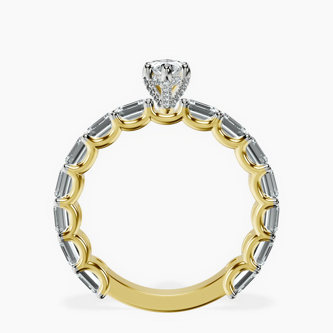 14kt Yellow Gold Giselle Side Emerald Lab Diamond Ring side right image one