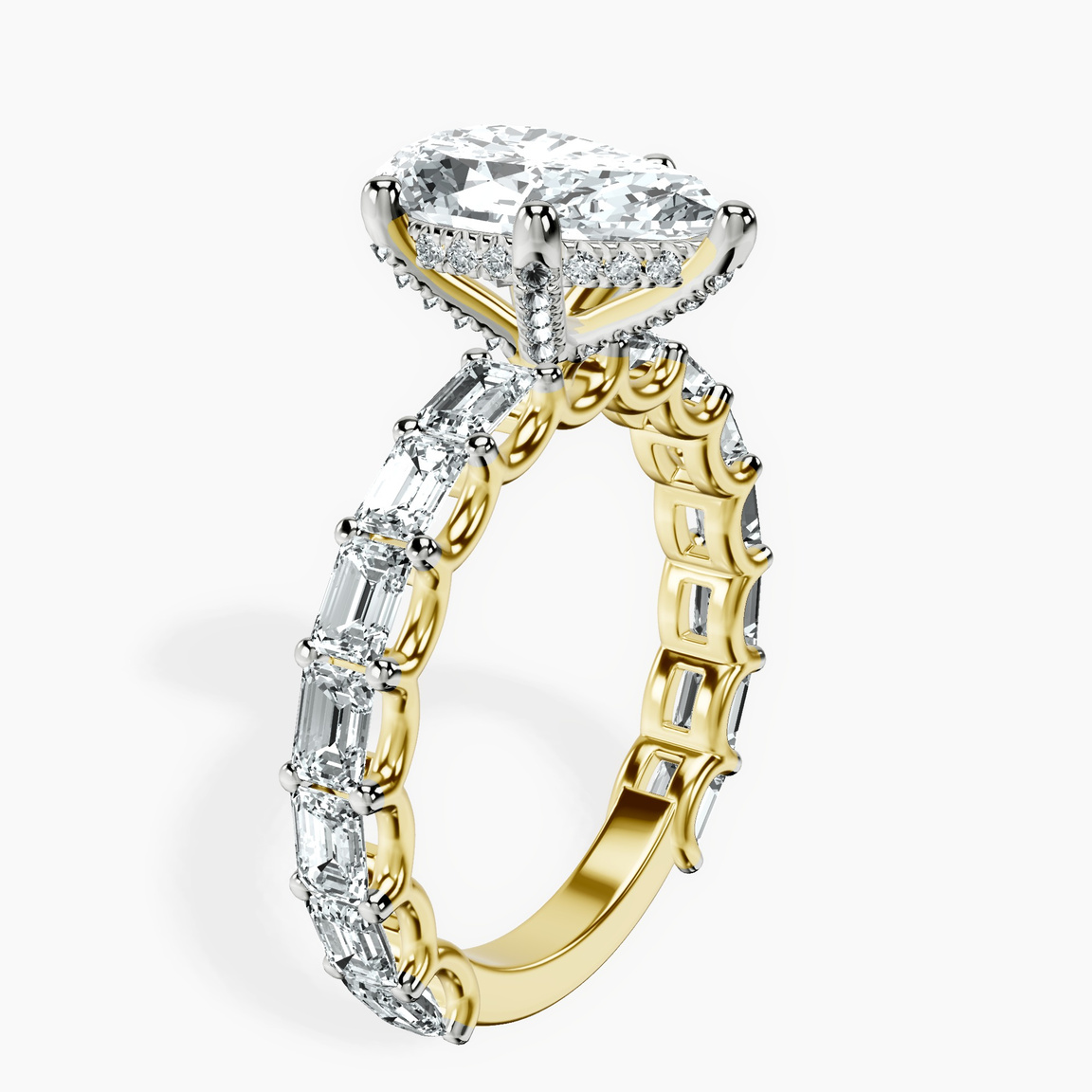 14kt Yellow Gold Giselle Side Emerald Lab Diamond Ring standing product image one
