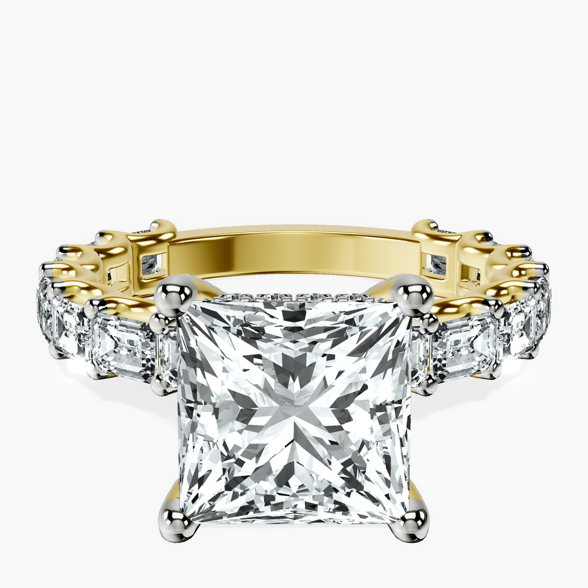 14kt Yellow Gold Giselle Side Emerald Lab Diamond Ring front image