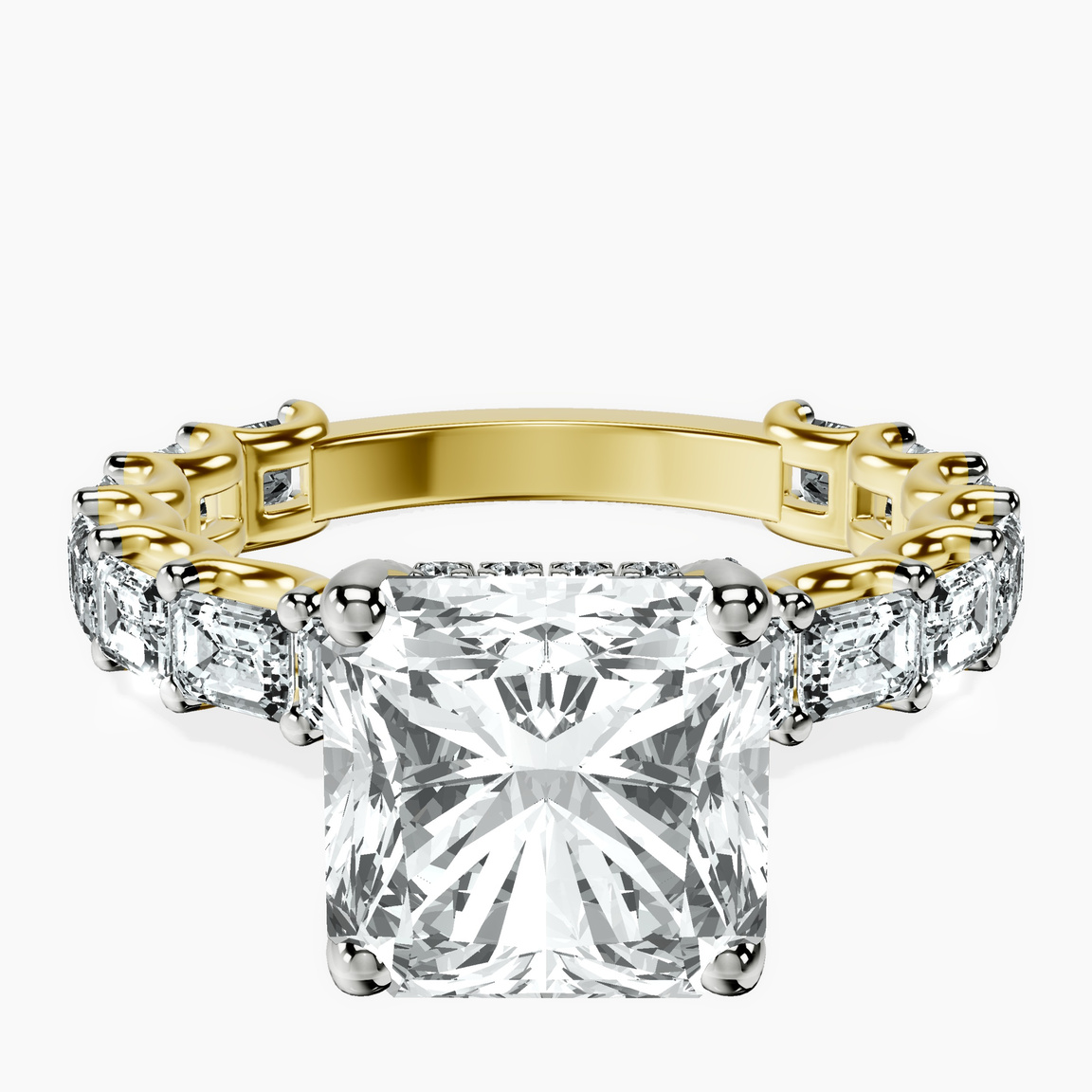10kt Yellow Gold Giselle Side Emerald Lab Diamond Ring front image