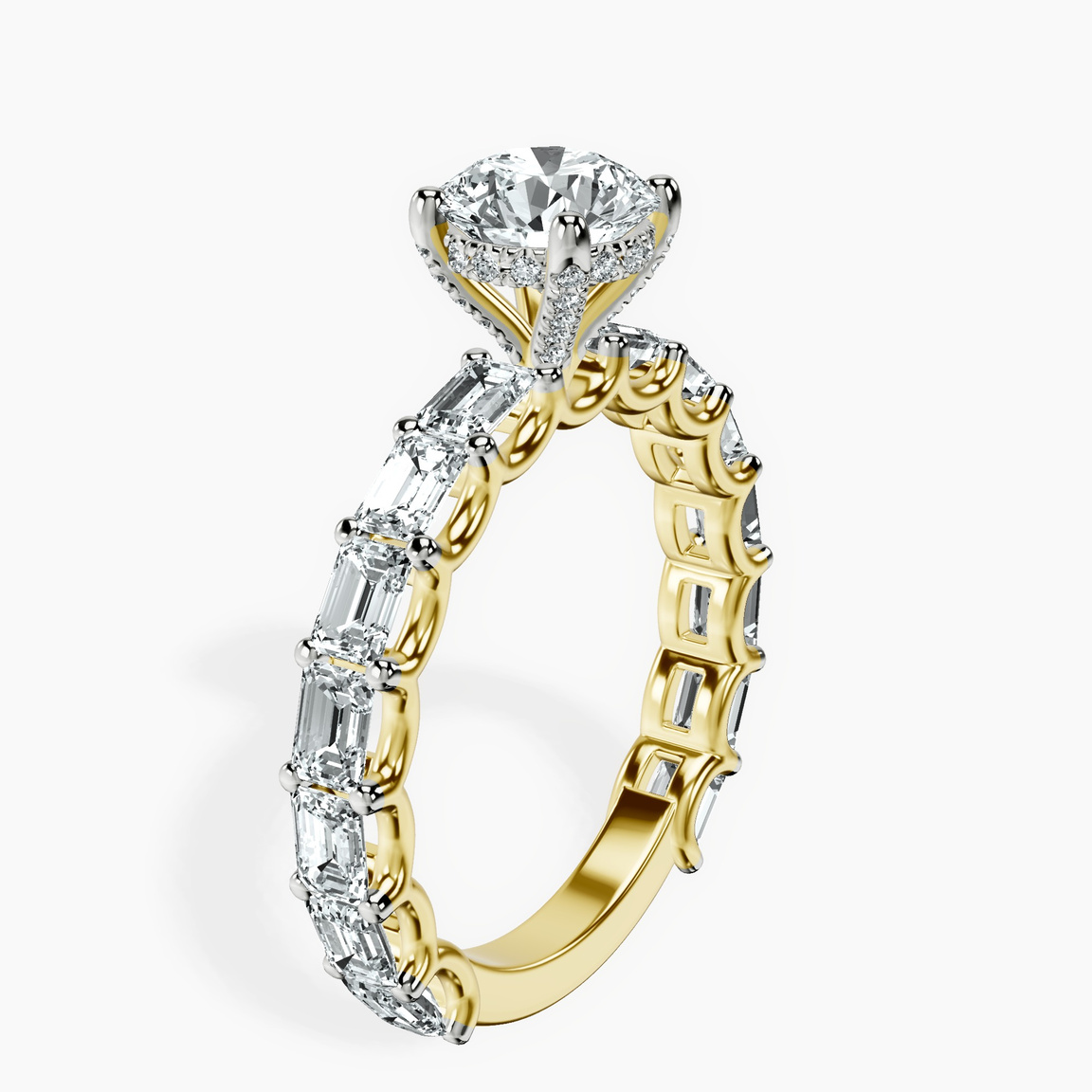 10kt Yellow Gold Giselle Side Emerald Lab Diamond Ring standing product image one
