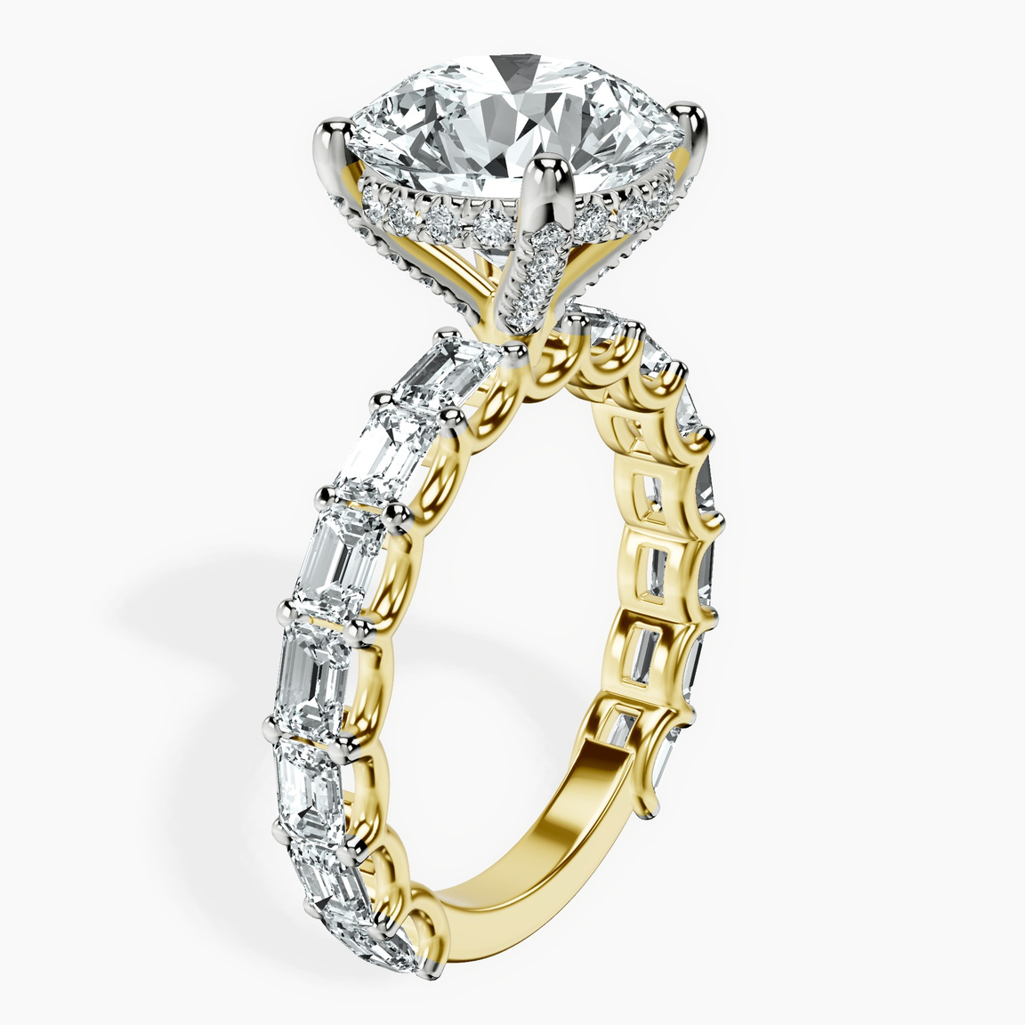 10kt Yellow Gold Giselle Side Emerald Lab Diamond Ring standing product image one