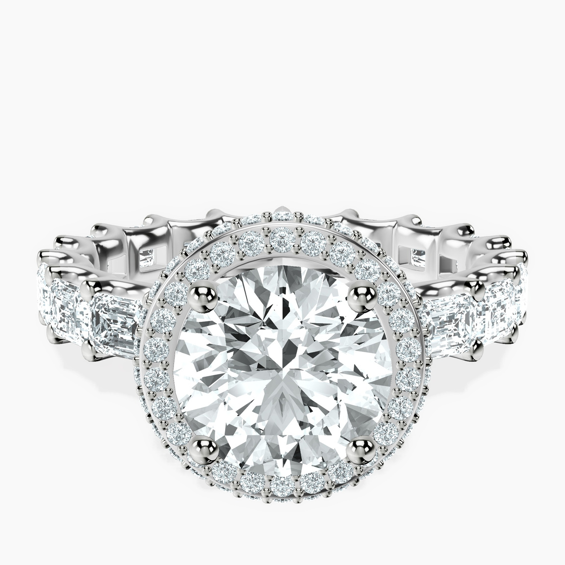 9ct White Gold Amaryllis Side Emerald Lab Diamond Ring front image