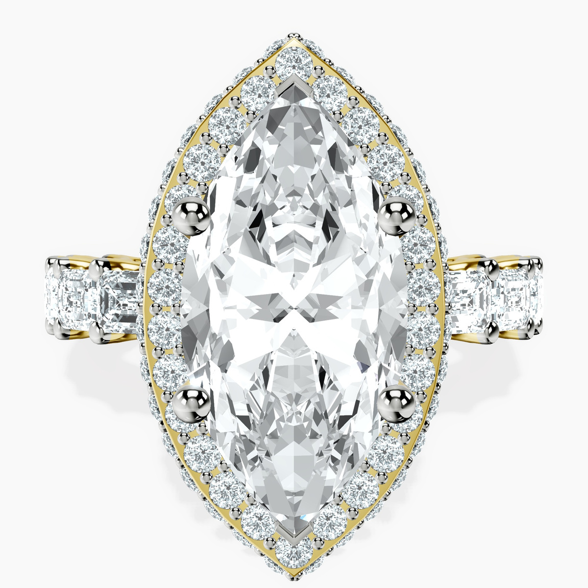 9ct Yellow Gold Amaryllis Side Emerald Lab Diamond Ring front image