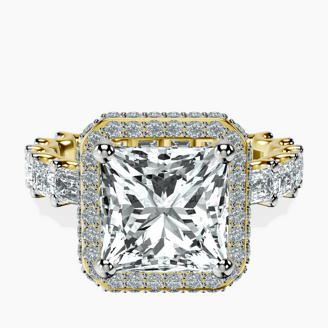 14ct Yellow Gold Amaryllis Side Emerald Lab Diamond Ring front image