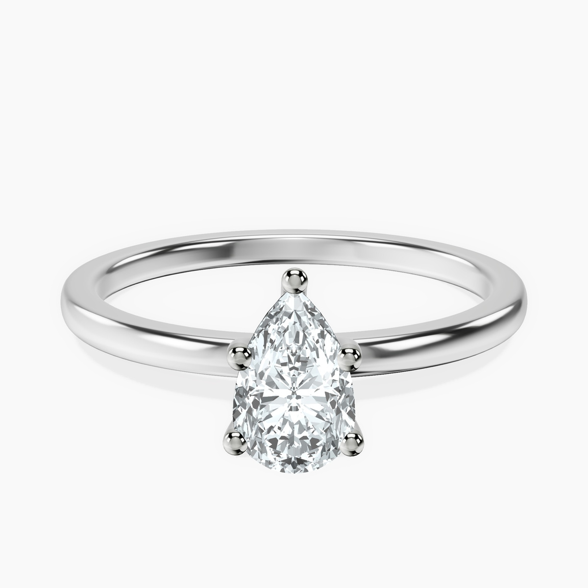 14kt White Gold Four Prong Solitaire 1.5mm Lab Diamond Ring front image