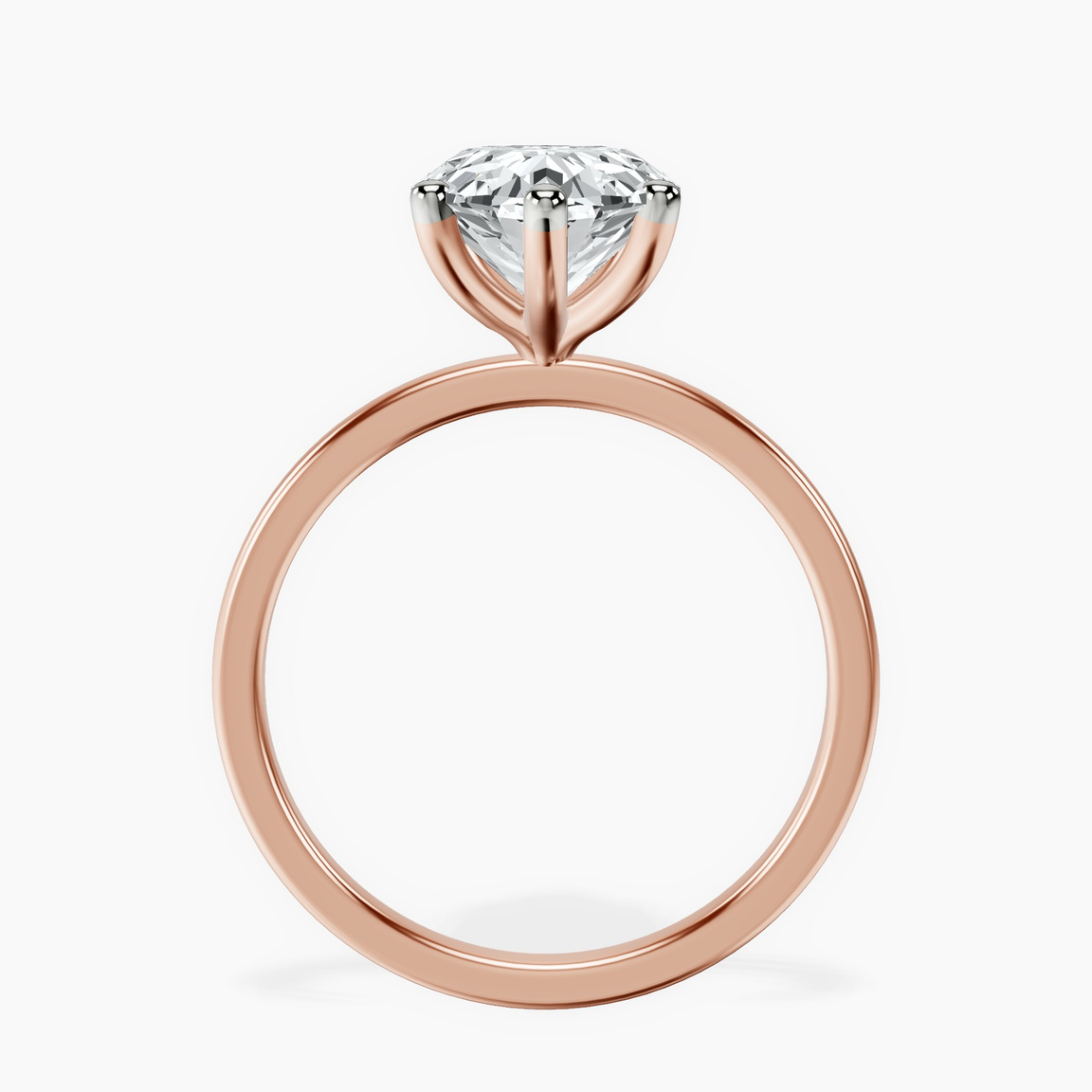 18kt Rose Gold Six Prong Solitaire 1.5mm Lab Diamond Ring side right image one