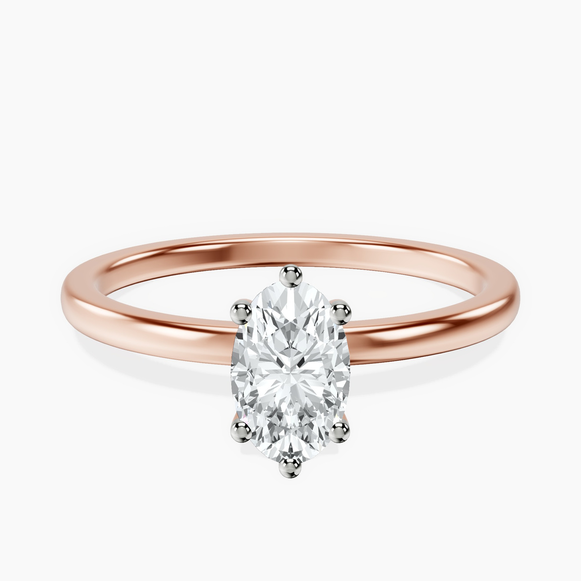 18kt Rose Gold Six Prong Solitaire 1.5mm Lab Diamond Ring front image