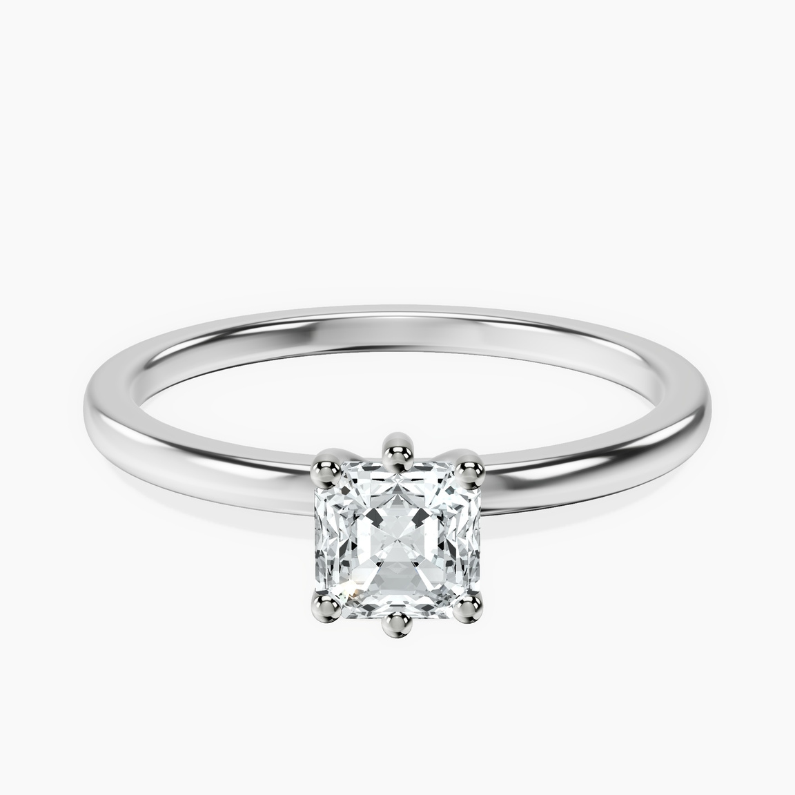 18kt White Gold Six Prong Solitaire 1.5mm Lab Diamond Ring front image