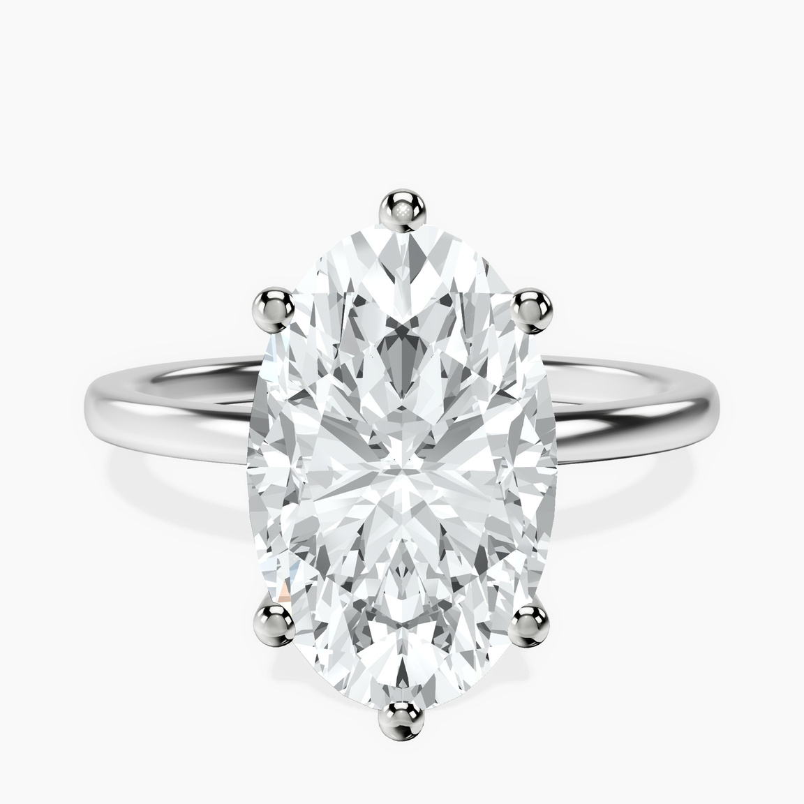 18kt White Gold Six Prong Solitaire 1.5mm Lab Diamond Ring front image