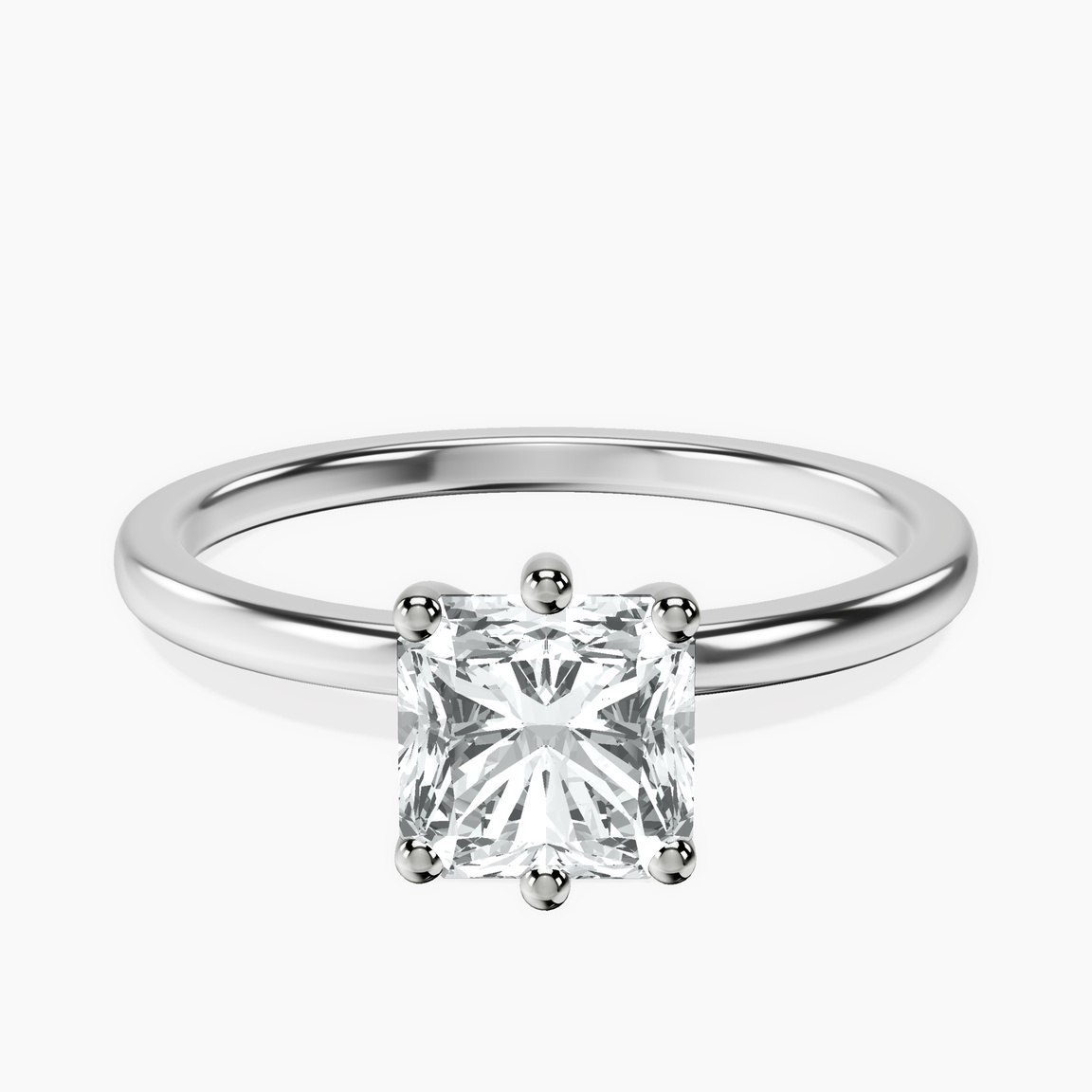 18kt White Gold Six Prong Solitaire 1.5mm Lab Diamond Ring front image