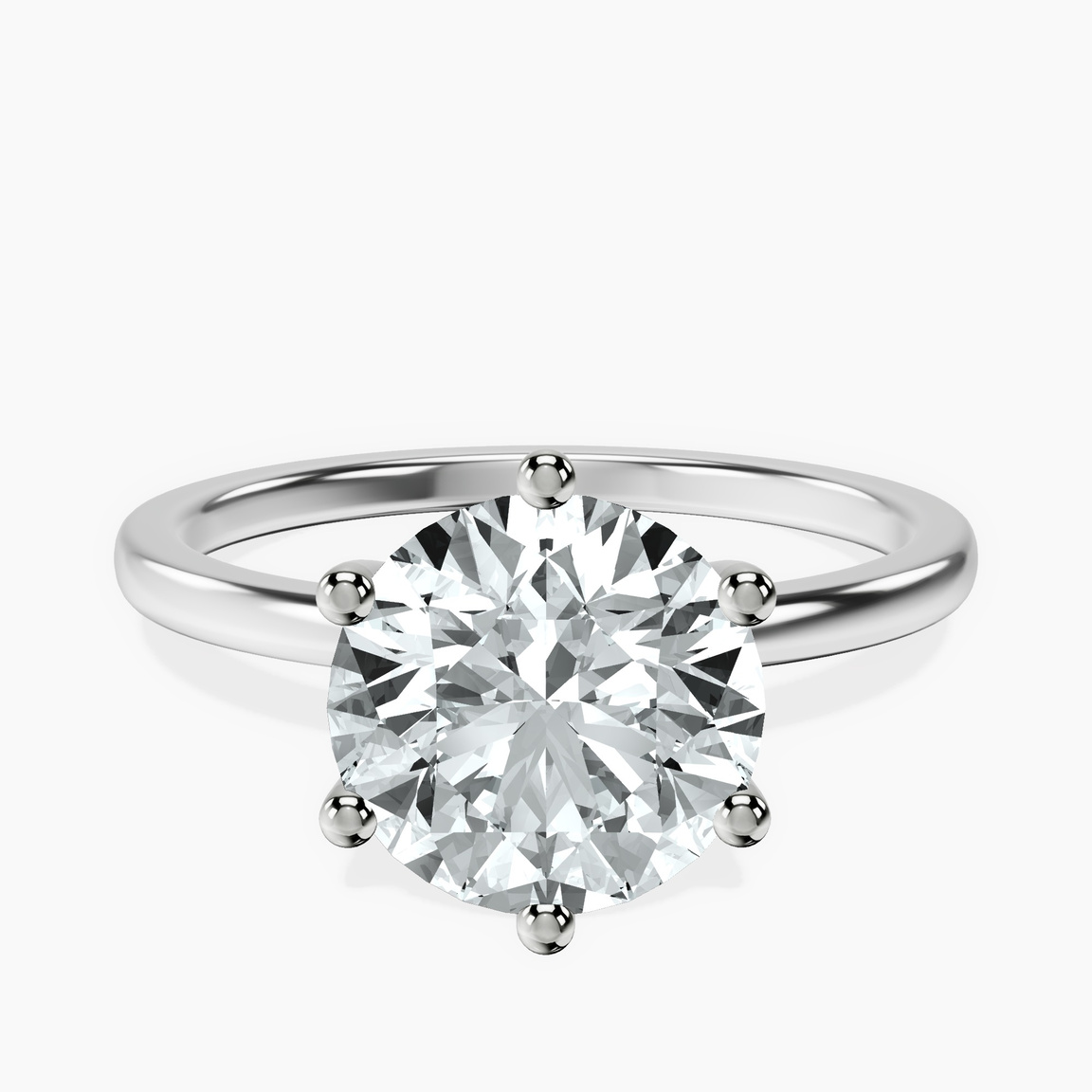 10kt White Gold Six Prong Solitaire 1.5mm Lab Diamond Ring front image