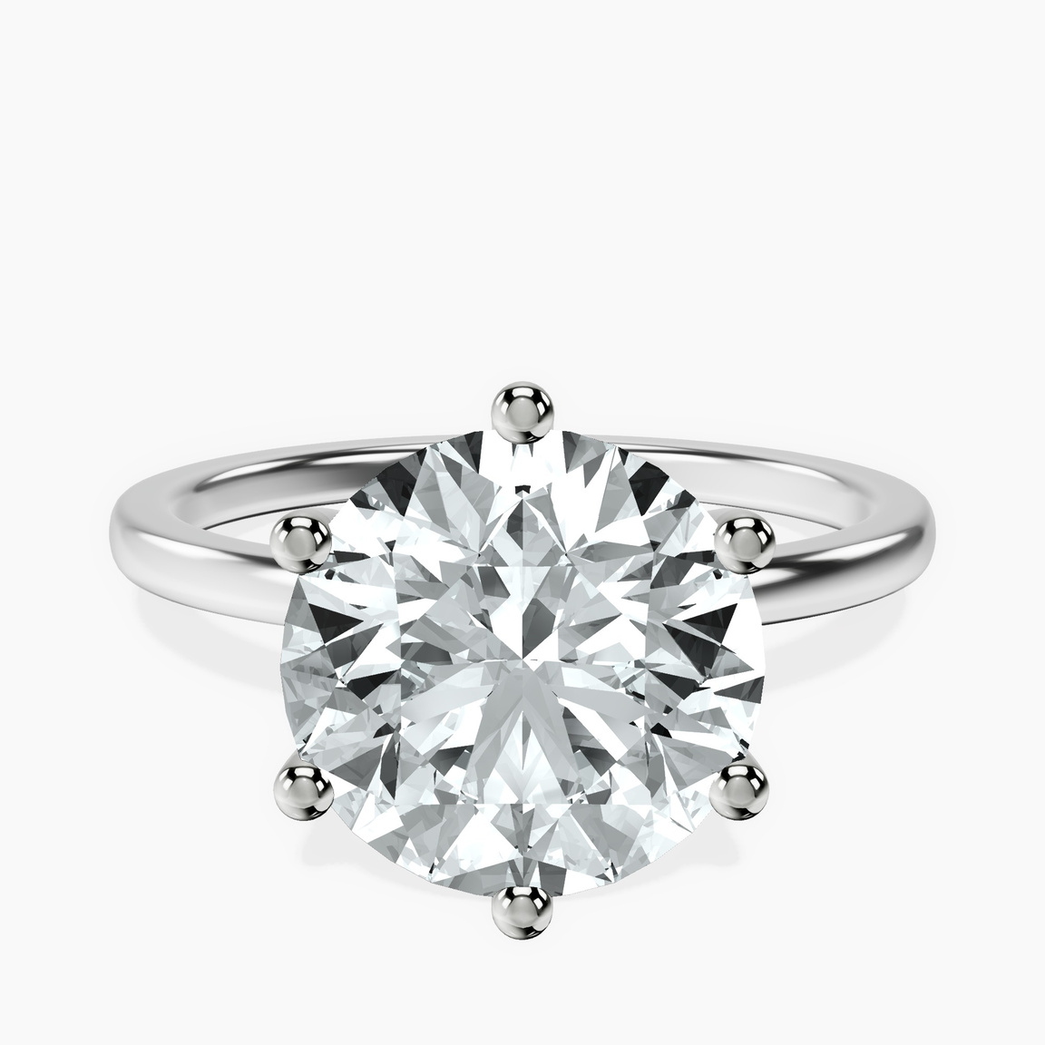 10kt White Gold Six Prong Solitaire 1.5mm Lab Diamond Ring front image