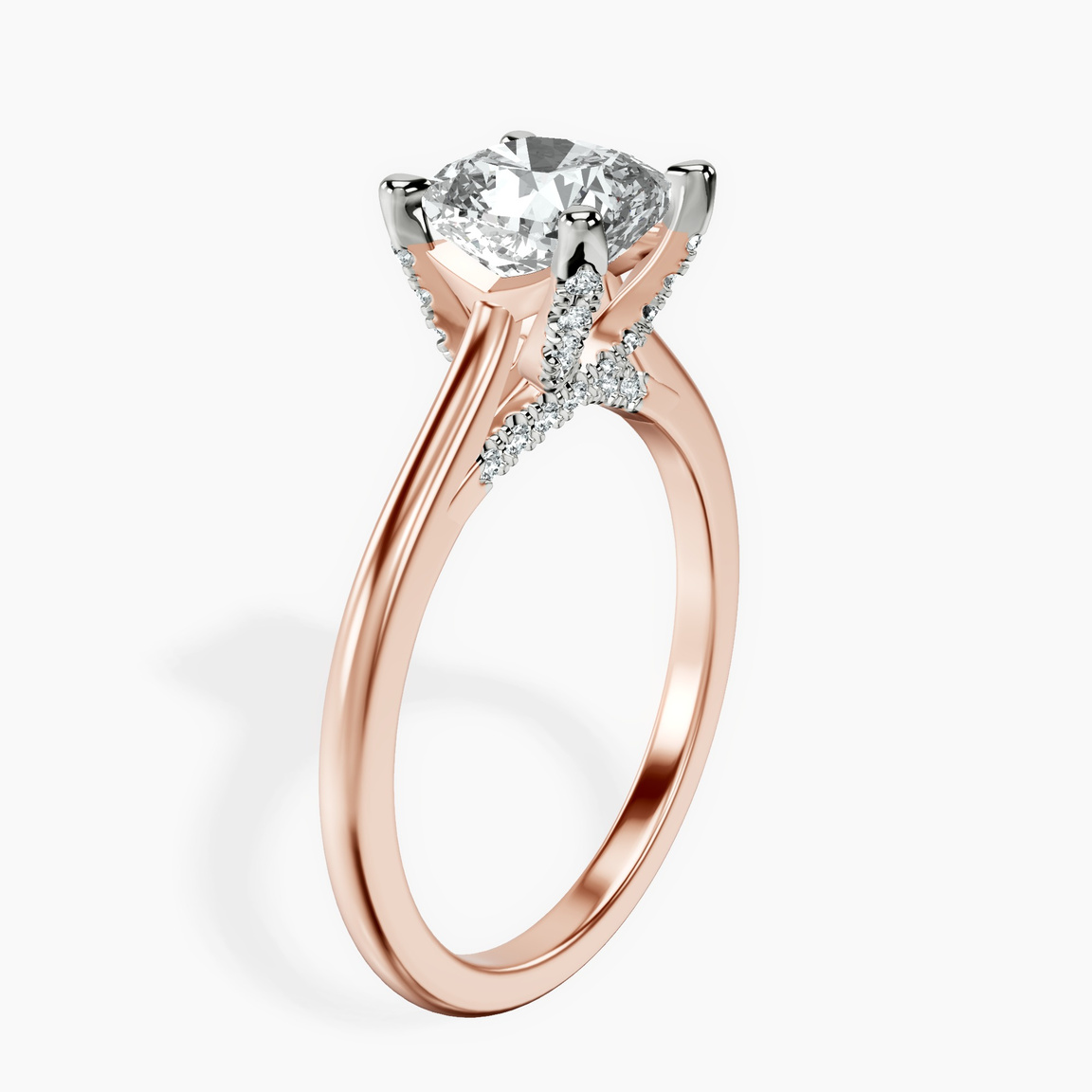 10kt Rose Gold Agnes Criss cross Prong Solitaire 1.5mm Lab Diamond Ring standing product image one
