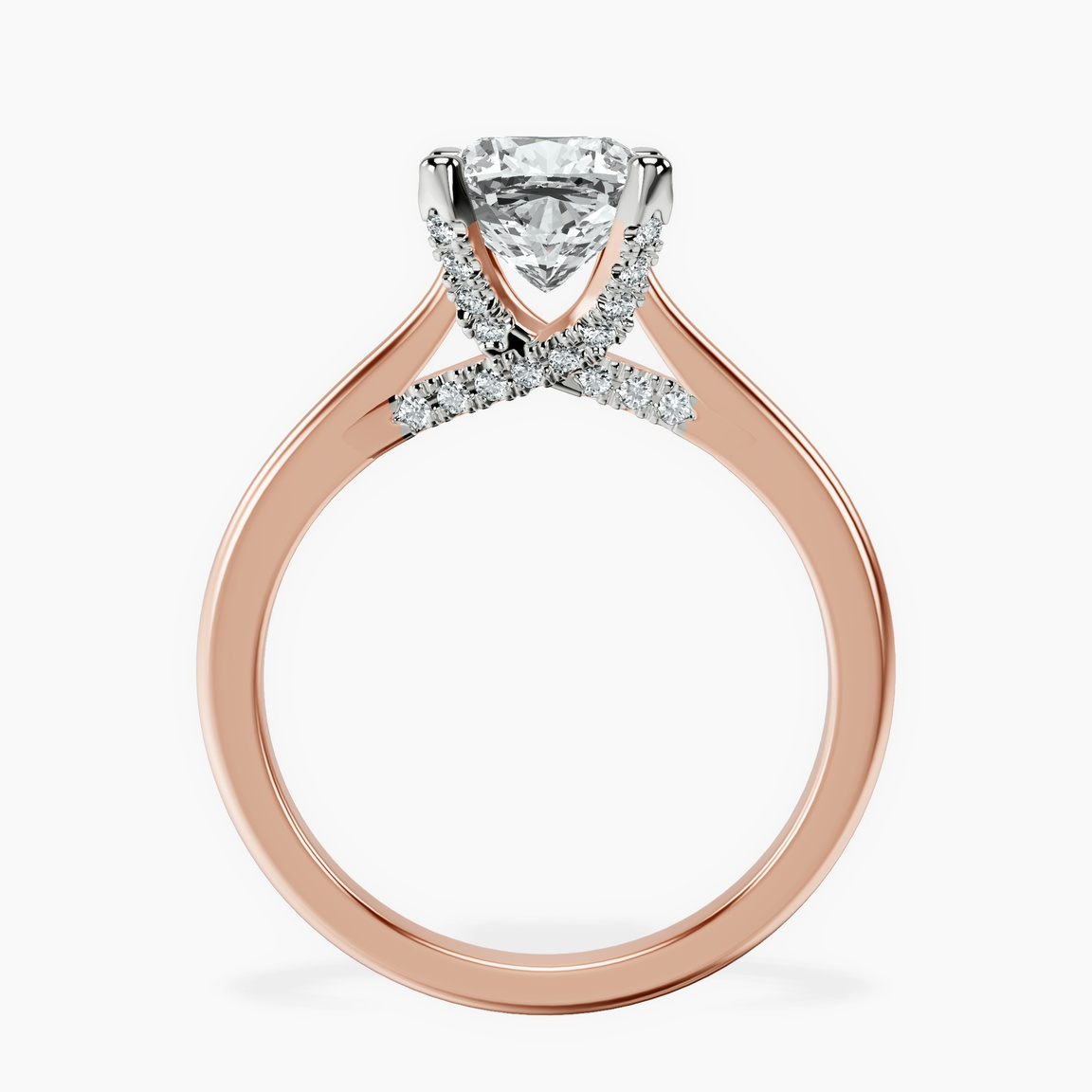10kt Rose Gold Agnes Criss cross Prong Solitaire 1.5mm Lab Diamond Ring side right image one