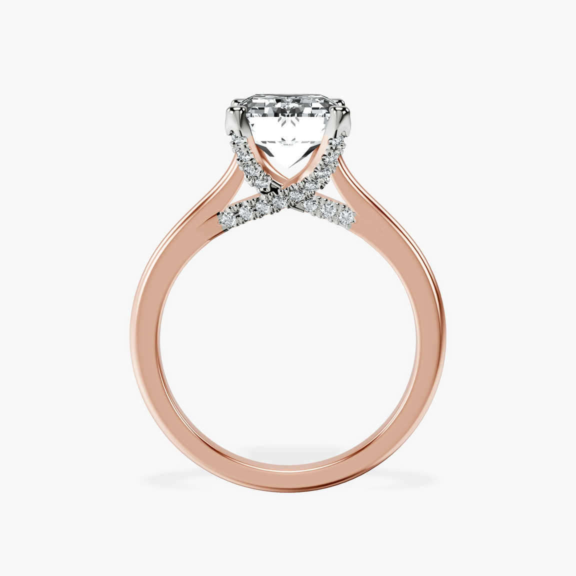 18kt Rose Gold Agnes Criss cross Prong Solitaire 1.5mm Lab Diamond Ring side right image one