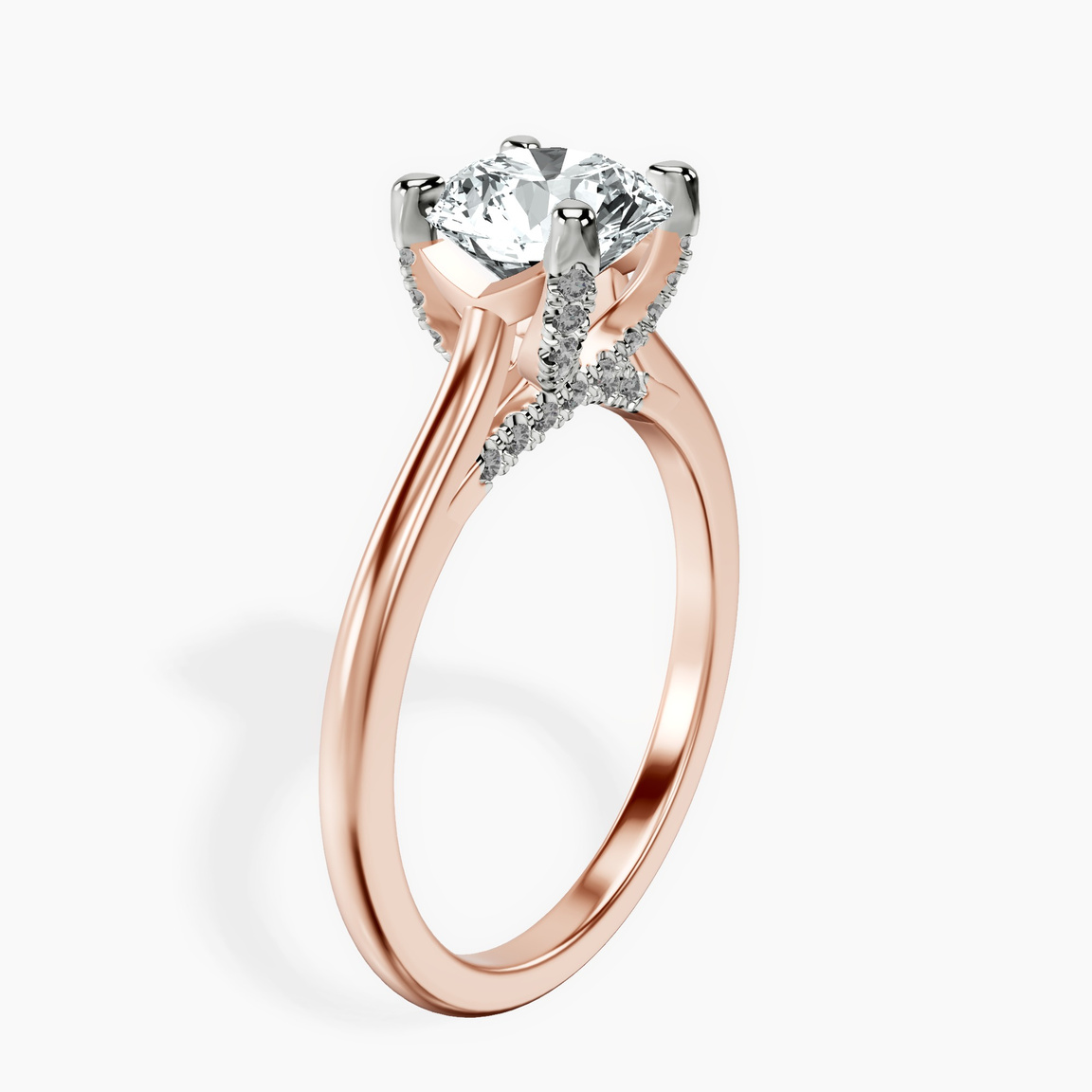14kt Rose Gold Agnes Criss cross Prong Solitaire 1.5mm Lab Diamond Ring standing product image one