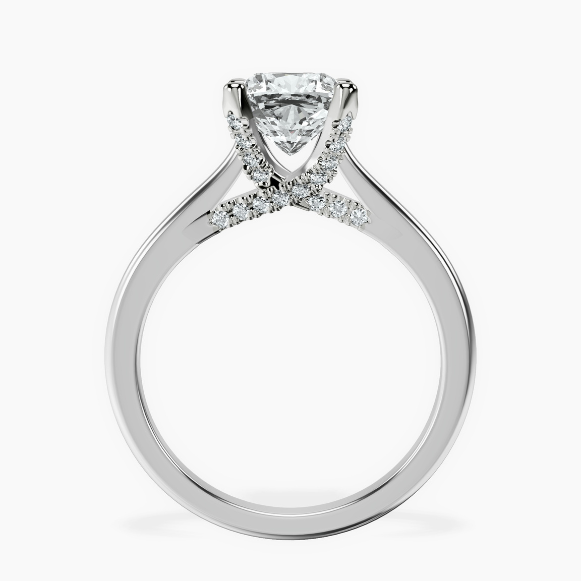 Platinum Agnes Criss cross Prong Solitaire 1.5mm Lab Diamond Ring side right image one
