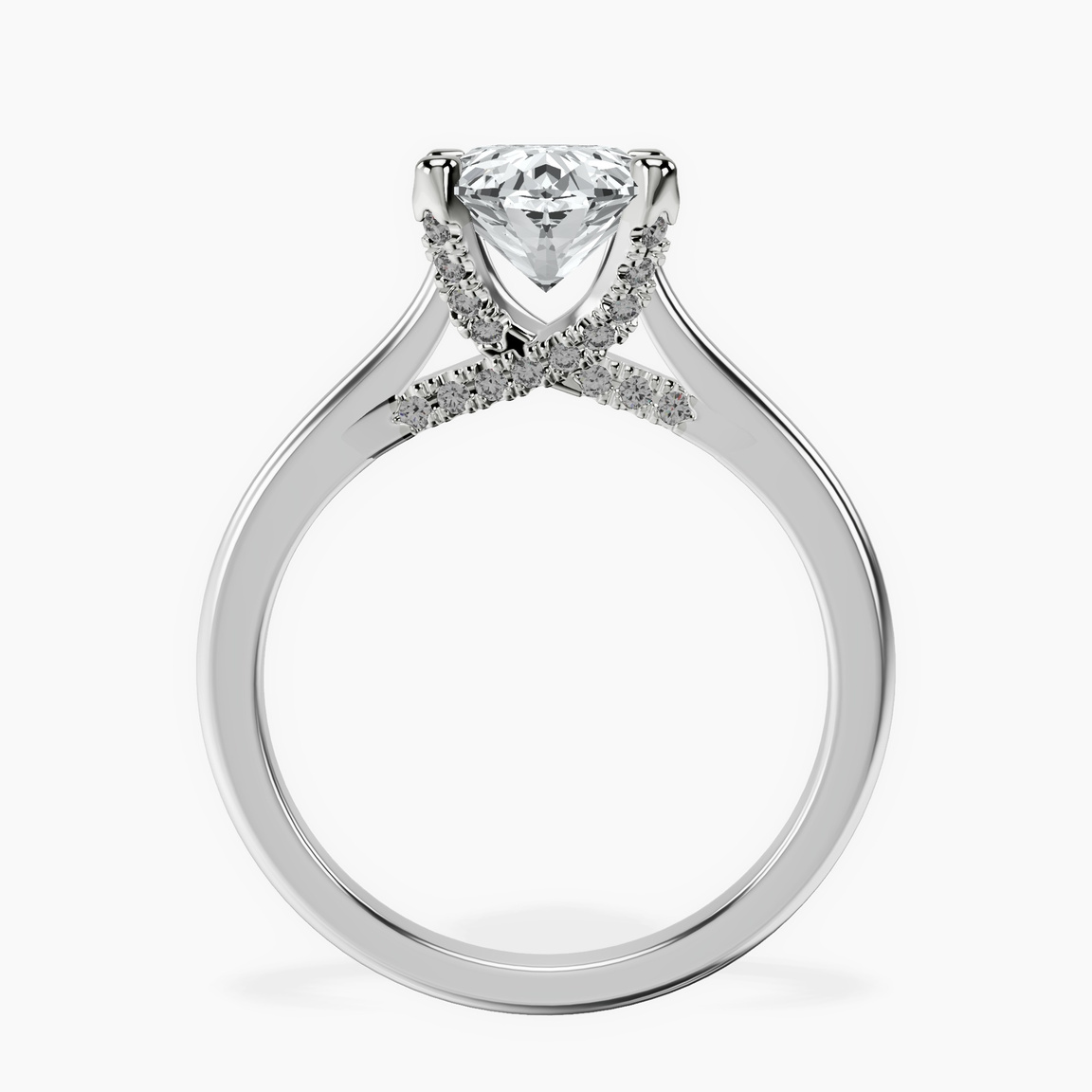 Platinum Agnes Criss cross Prong Solitaire 1.5mm Lab Diamond Ring side right image one