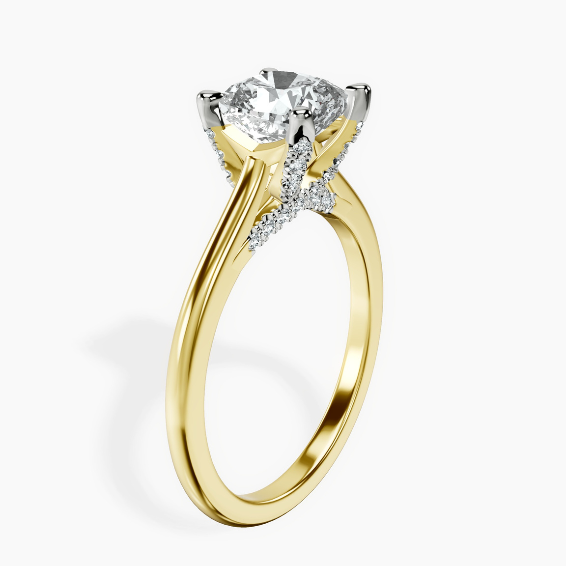 10kt Yellow Gold Agnes Criss cross Prong Solitaire 1.5mm Lab Diamond Ring standing product image one