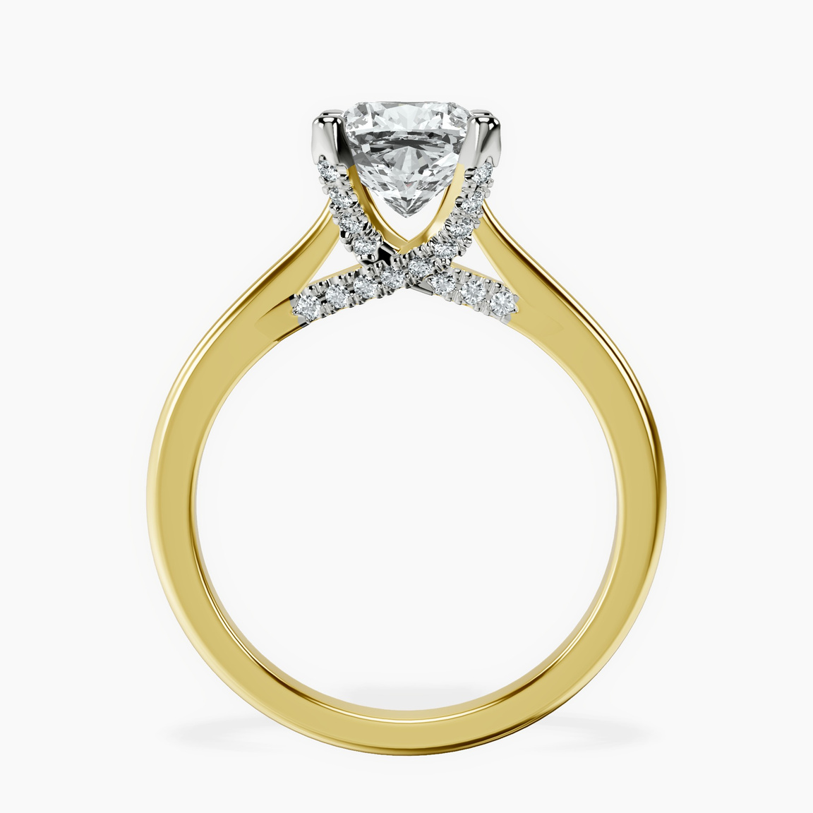 10kt Yellow Gold Agnes Criss cross Prong Solitaire 1.5mm Lab Diamond Ring side right image one