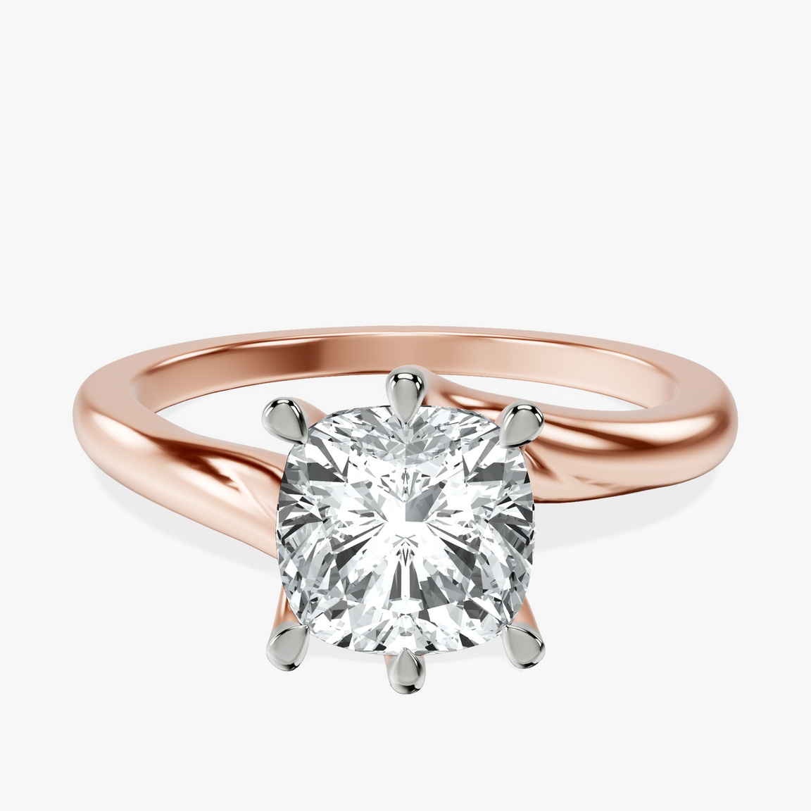 18kt Rose Gold Seraphina Twist Prongs Solitaire 1.5mm Lab Diamond Ring front image