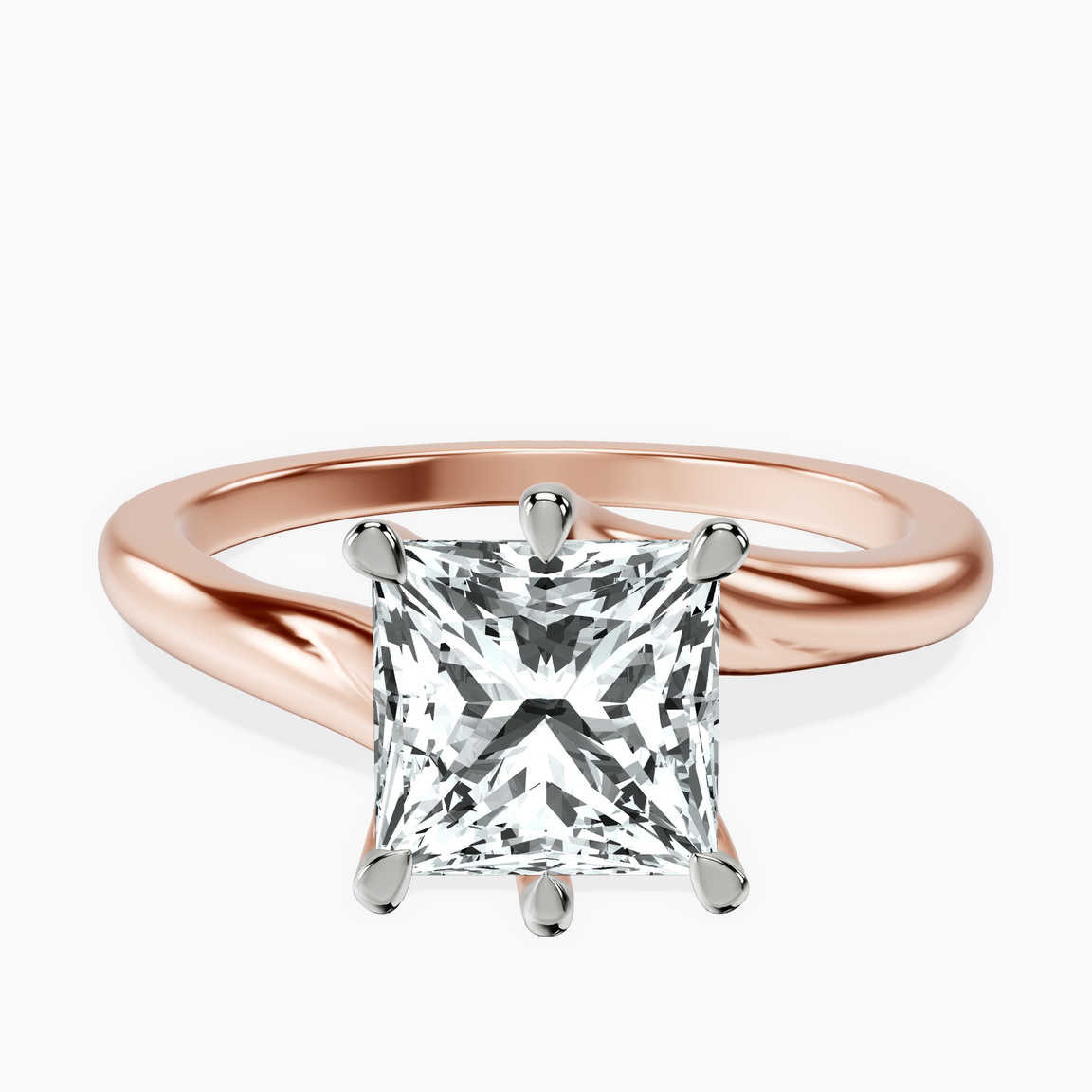 18kt Rose Gold Seraphina Twist Prongs Solitaire 1.5mm Lab Diamond Ring front image