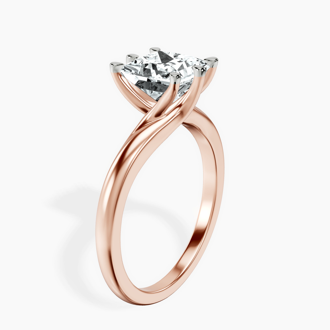 18kt Rose Gold Seraphina Twist Prongs Solitaire 1.5mm Lab Diamond Ring standing product image one