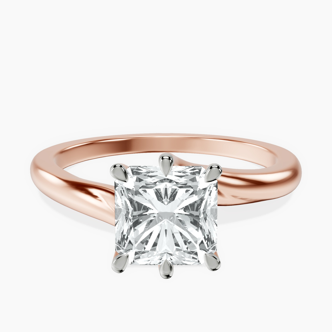 10kt Rose Gold Seraphina Twist Prongs Solitaire 1.5mm Lab Diamond Ring front image