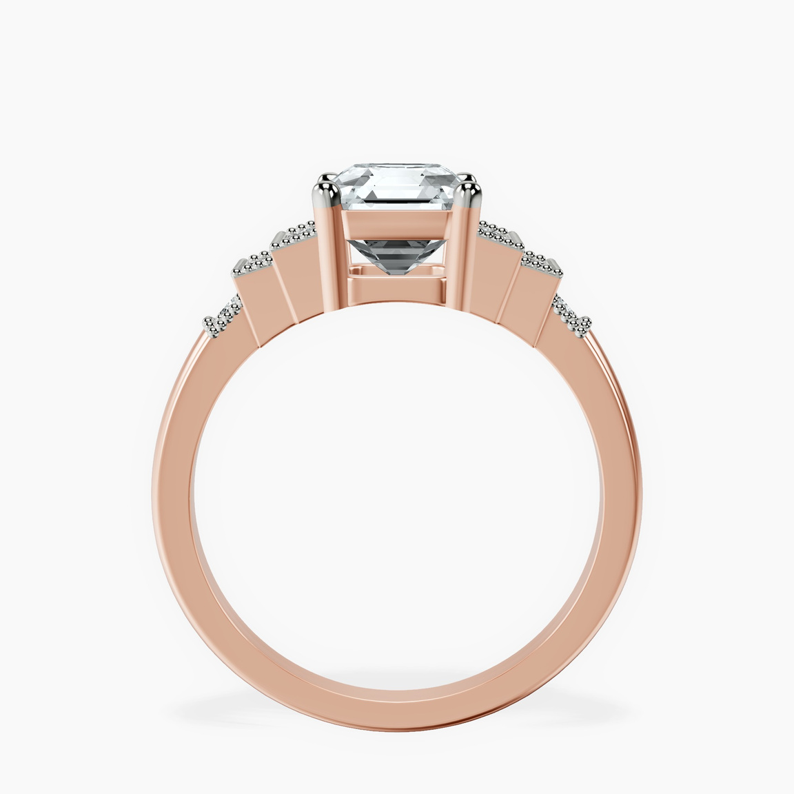 9ct Rose Gold Joy Tapering Side Stone Lab Diamond Ring side right image one