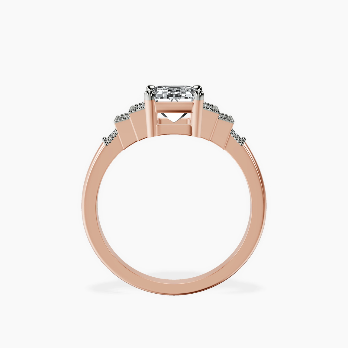 9ct Rose Gold Joy Tapering Side Stone Lab Diamond Ring side right image one
