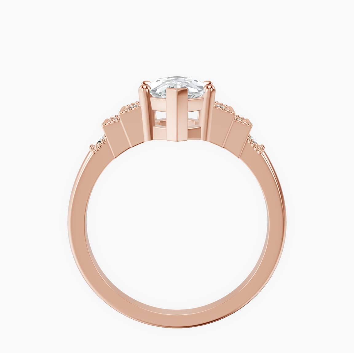 18kt Rose Gold Joy Tapering Side Stone Lab Diamond Ring side right image one