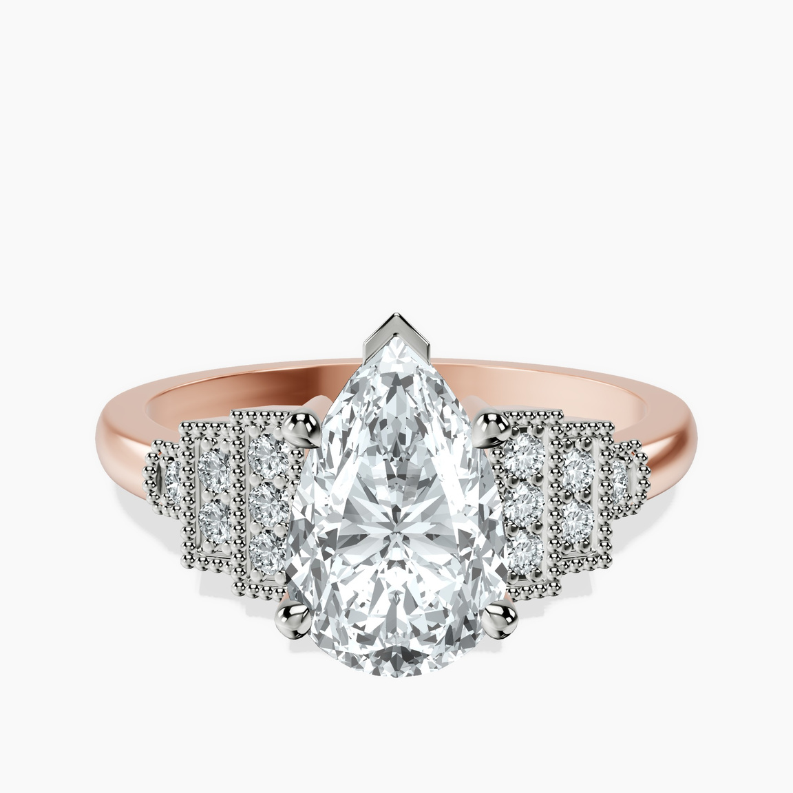 14kt Rose Gold Joy Tapering Side Stone Lab Diamond Ring front image
