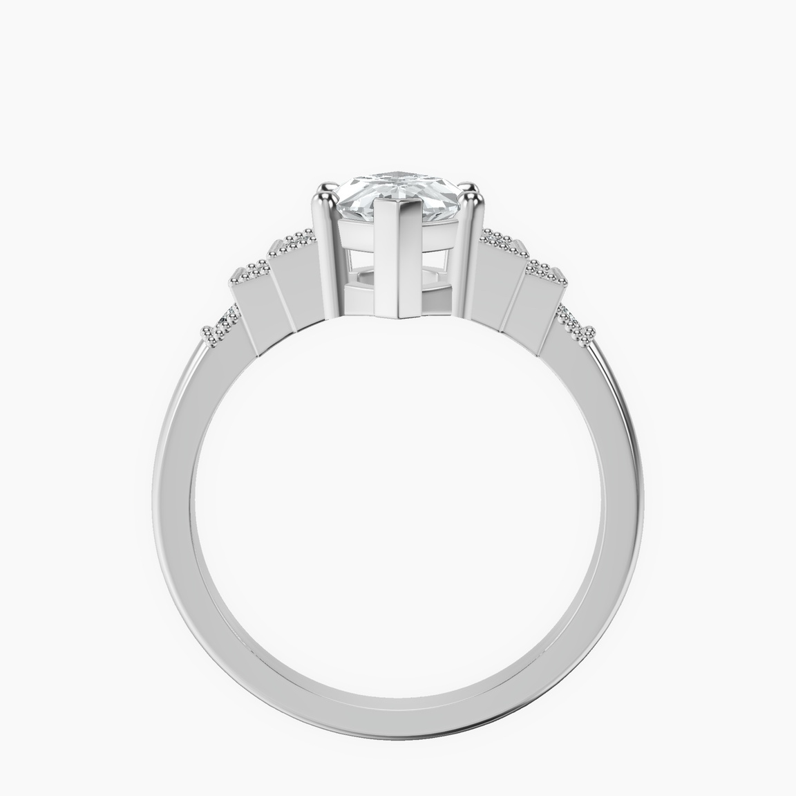 Platinum Joy Tapering Side Stone Lab Diamond Ring side right image one