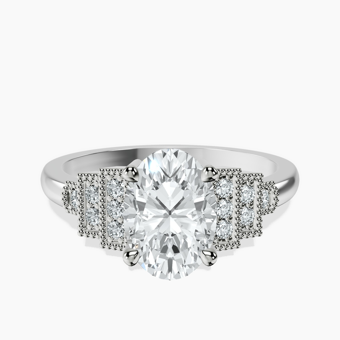 14kt White Gold Joy Tapering Side Stone Lab Diamond Ring front image