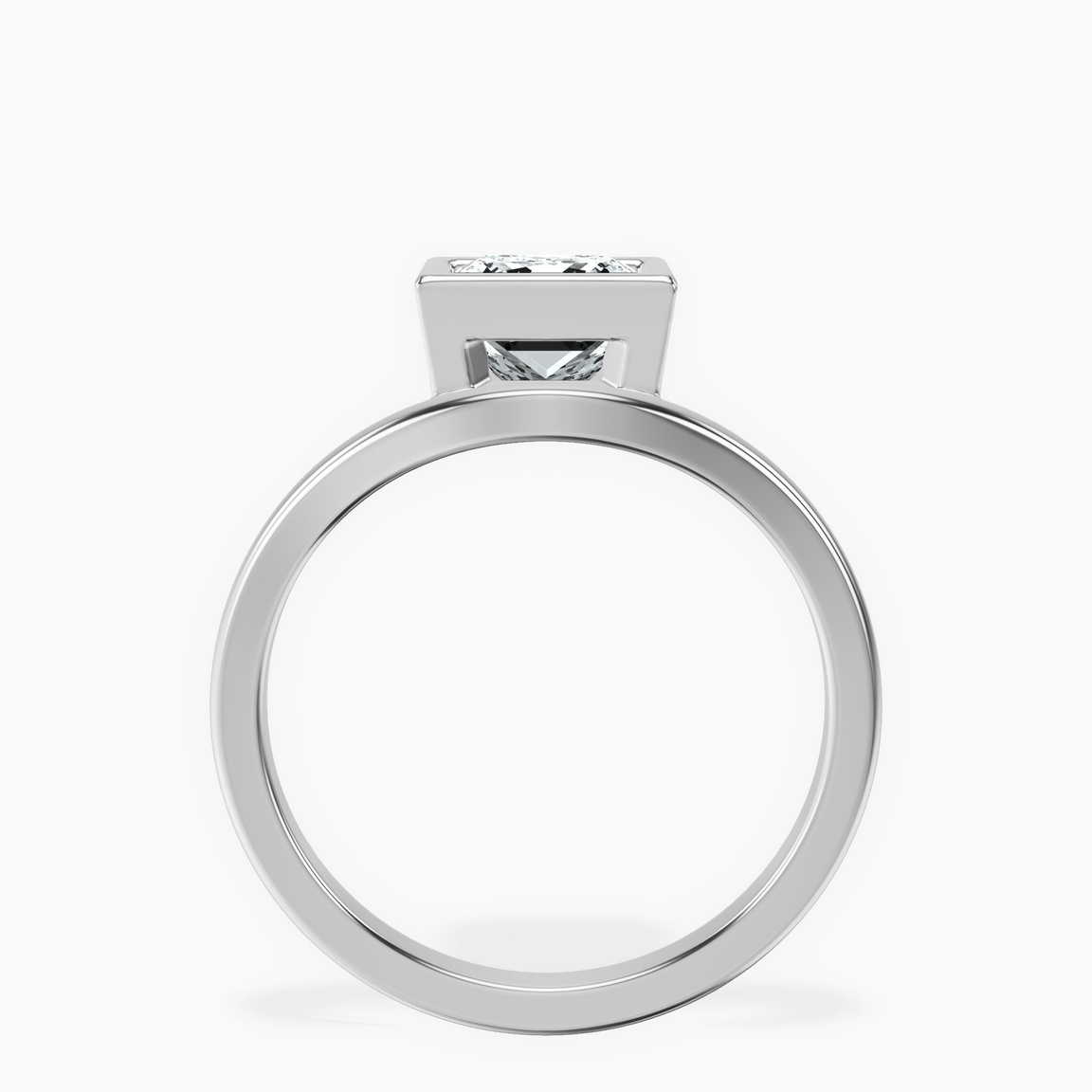 14ct White Gold Bezel Crest Solitaire Lab Diamond Ring side right image one
