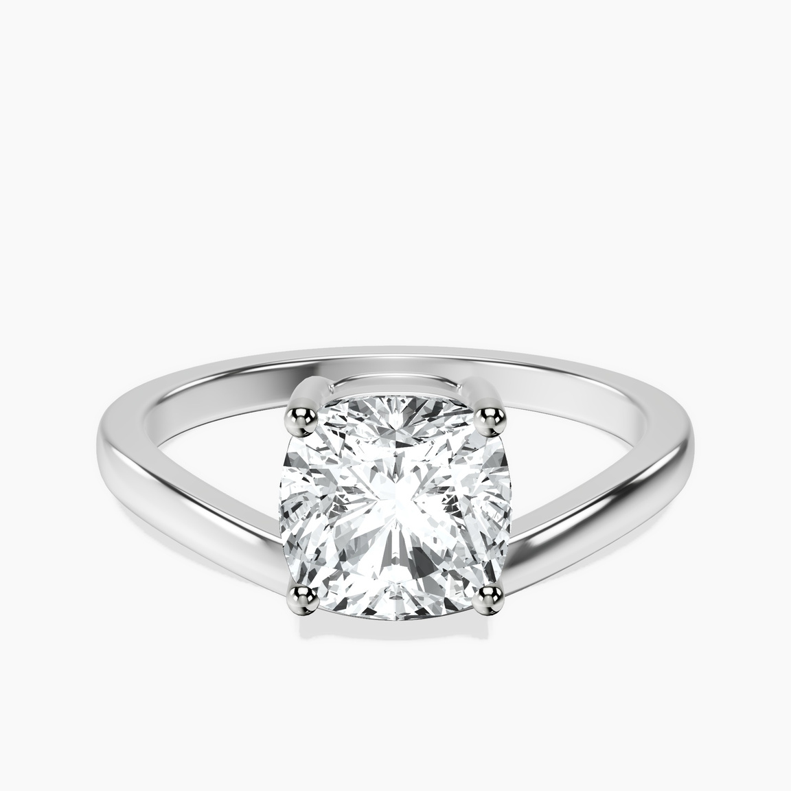 18kt White Gold Crest Four Prong Solitaire Lab Diamond Ring front image
