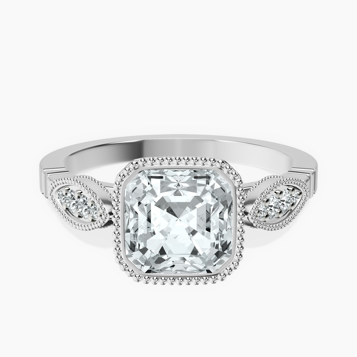 14ct White Gold Everly Vintage Bezel Lab Diamond Ring front image