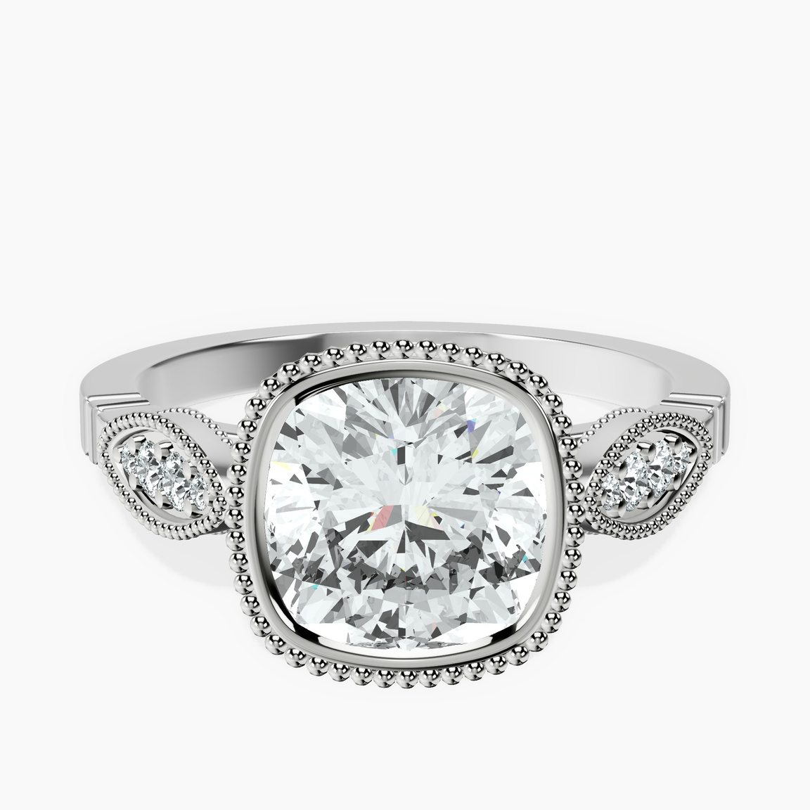 9ct White Gold Everly Vintage Bezel Lab Diamond Ring front image
