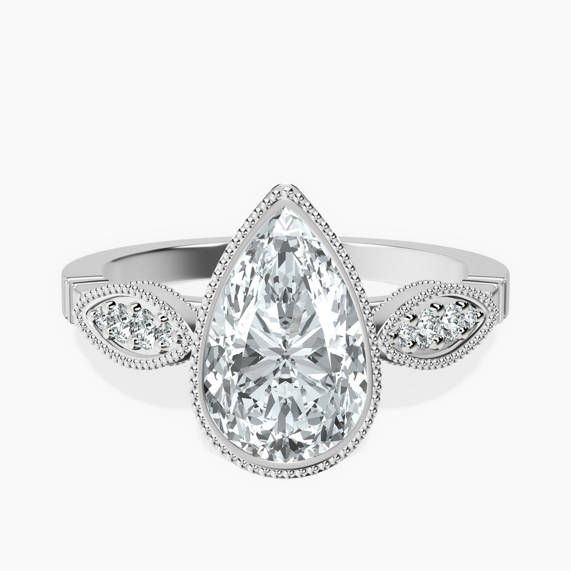 18ct White Gold Everly Vintage Bezel Lab Diamond Ring front image