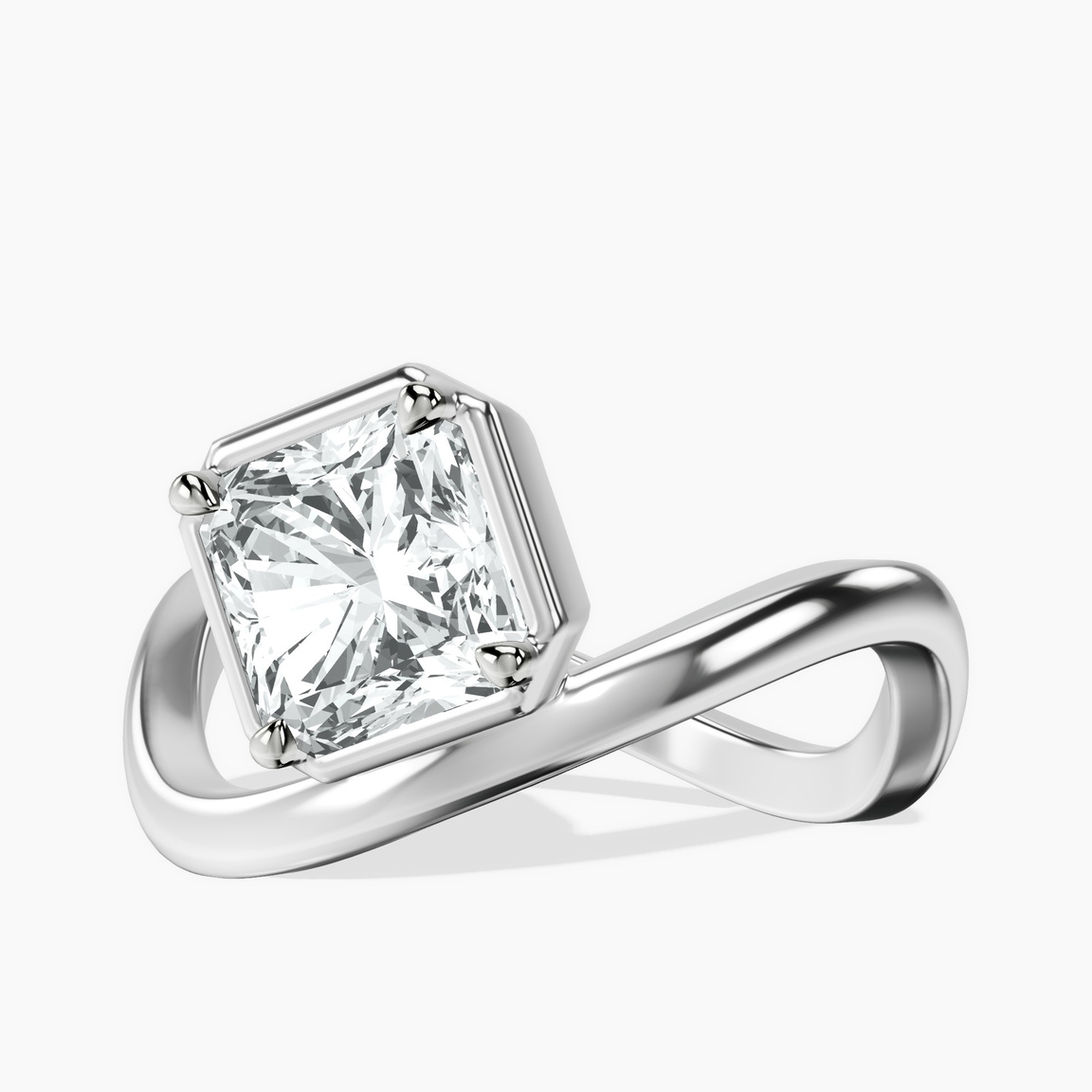 10kt Yellow Gold Infinity Crest Four Prong Solitaire Lab Diamond Ring front image