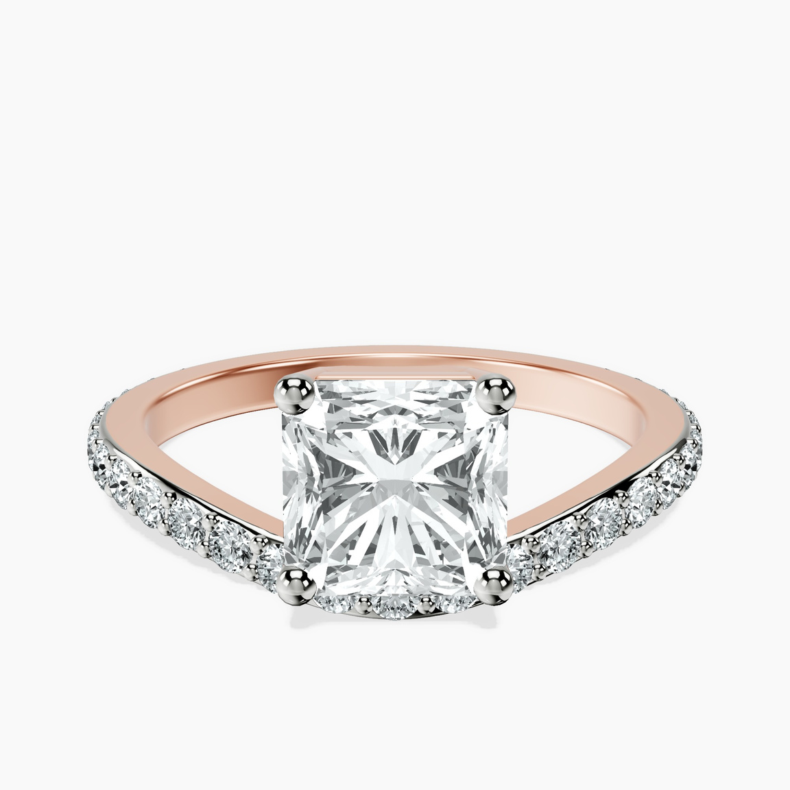14ct Rose Gold Pave Crest Lab Diamond Ring front image