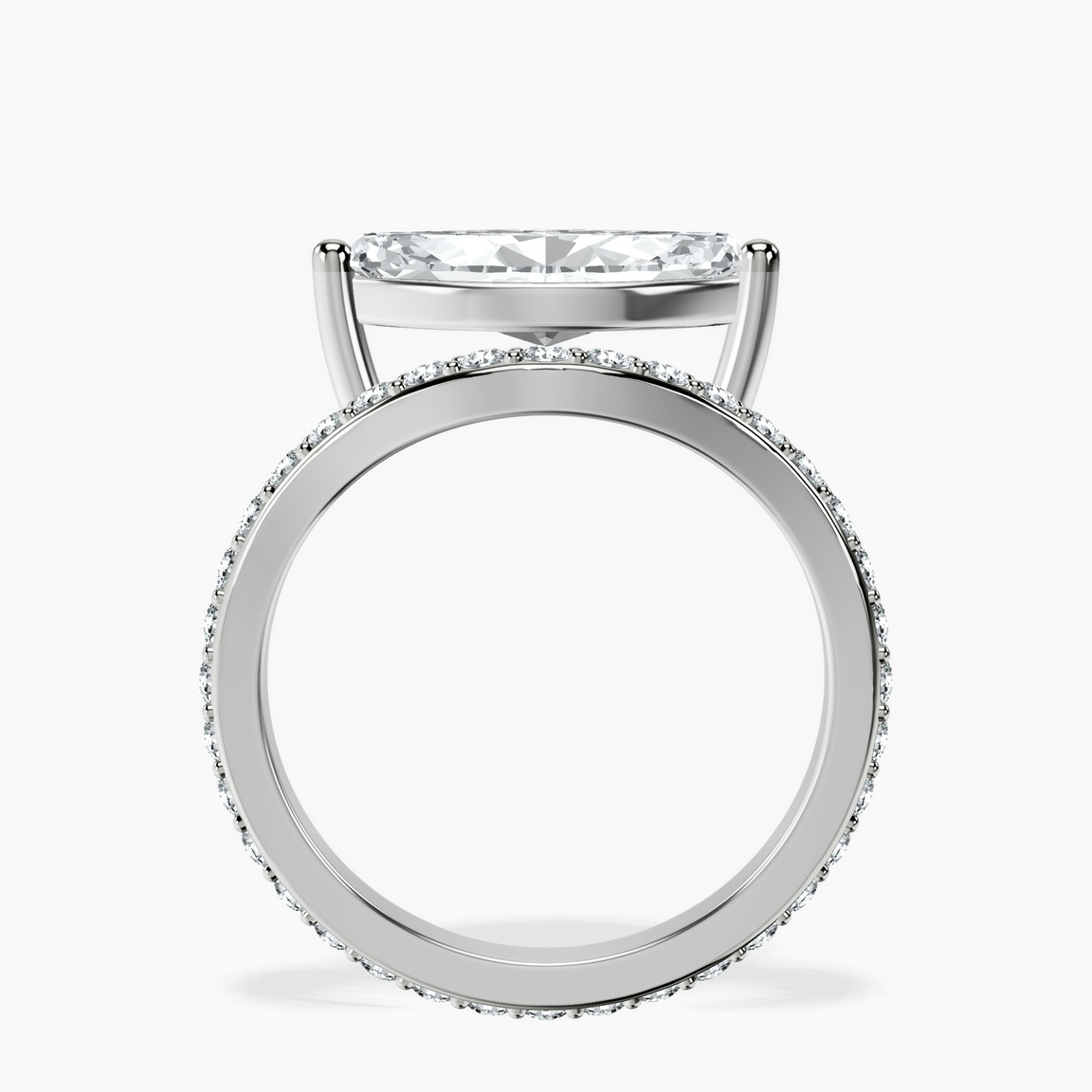 14ct White Gold Pave Crest Lab Diamond Ring side right image one