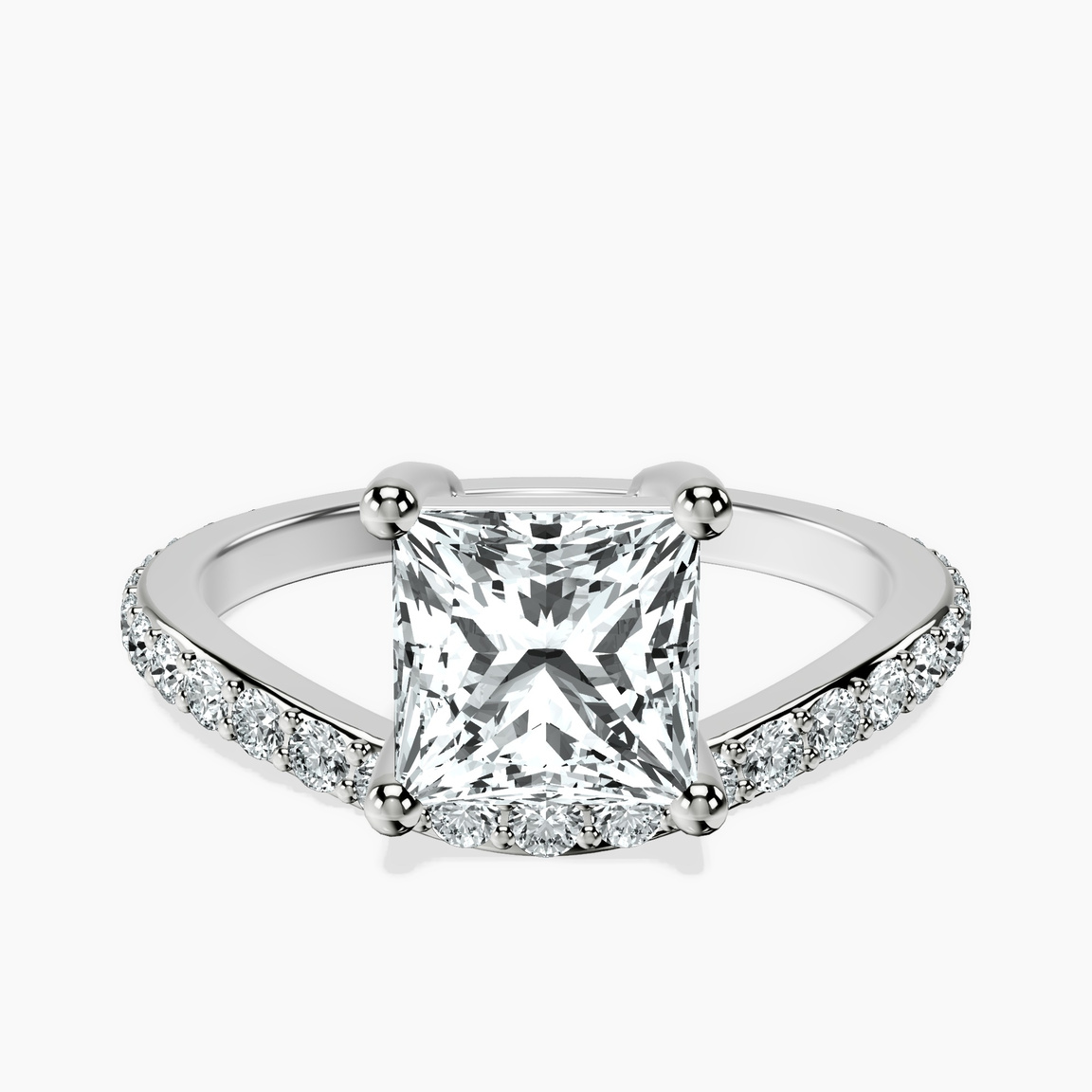 14ct White Gold Pave Crest Lab Diamond Ring front image
