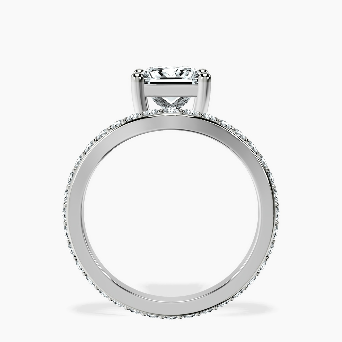 14ct White Gold Pave Crest Lab Diamond Ring side right image one
